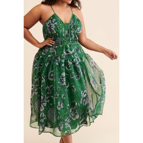 Anthropologie Dresses & Skirts - Anthropologie Penny Floral Pleated Midi Dress XL Wedding Guest Chiffon Romantic